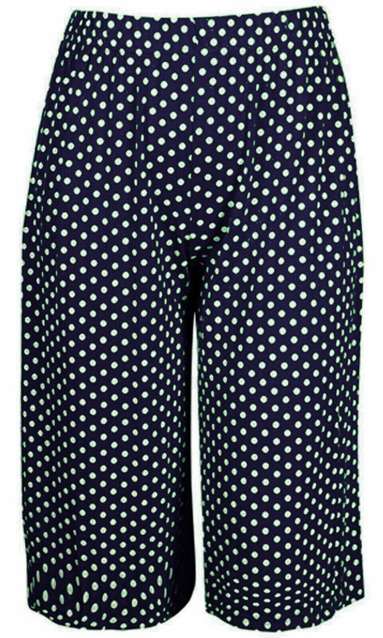 Womens 3/4 Palazzo Trouser Ladies Elasticated Stretch Print Wide Leg Shorts 8-26