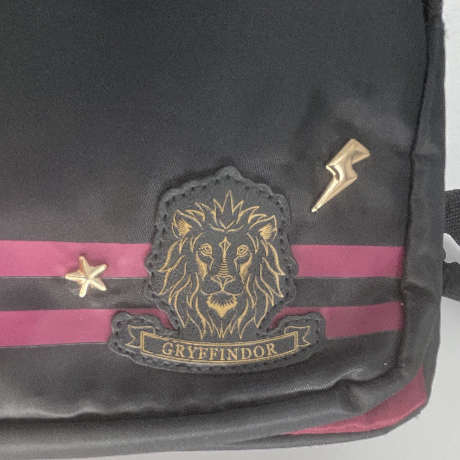 Harry Potter Gryffindor Colorblock Backpack Black/Burgundy Medium Embroidered