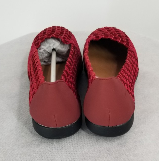 Comfortview Size 7 Wide 7W Bethany Stretch Woven Slip On Shoe Crimson Red Flats