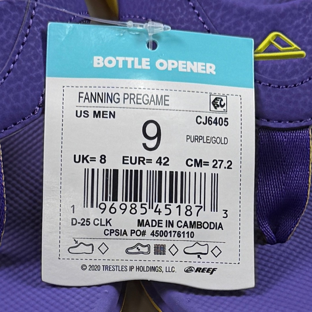 Reef Fanning Pregame / Tailgate Sandals – NWT Mens 9 Purple / Gold #48770-FL5*