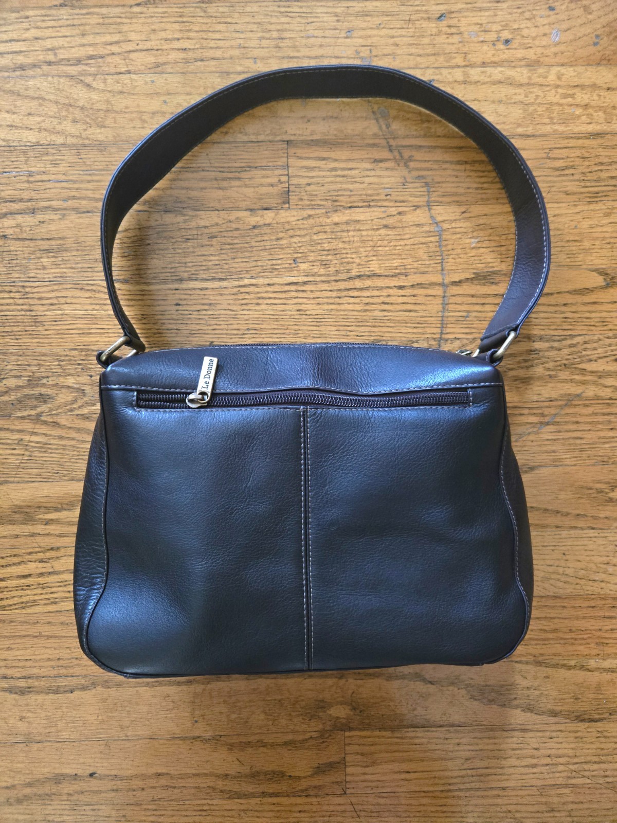 Vintage Le Donne Genuine Leather Chocolate Brown Shoulder Bag Purse