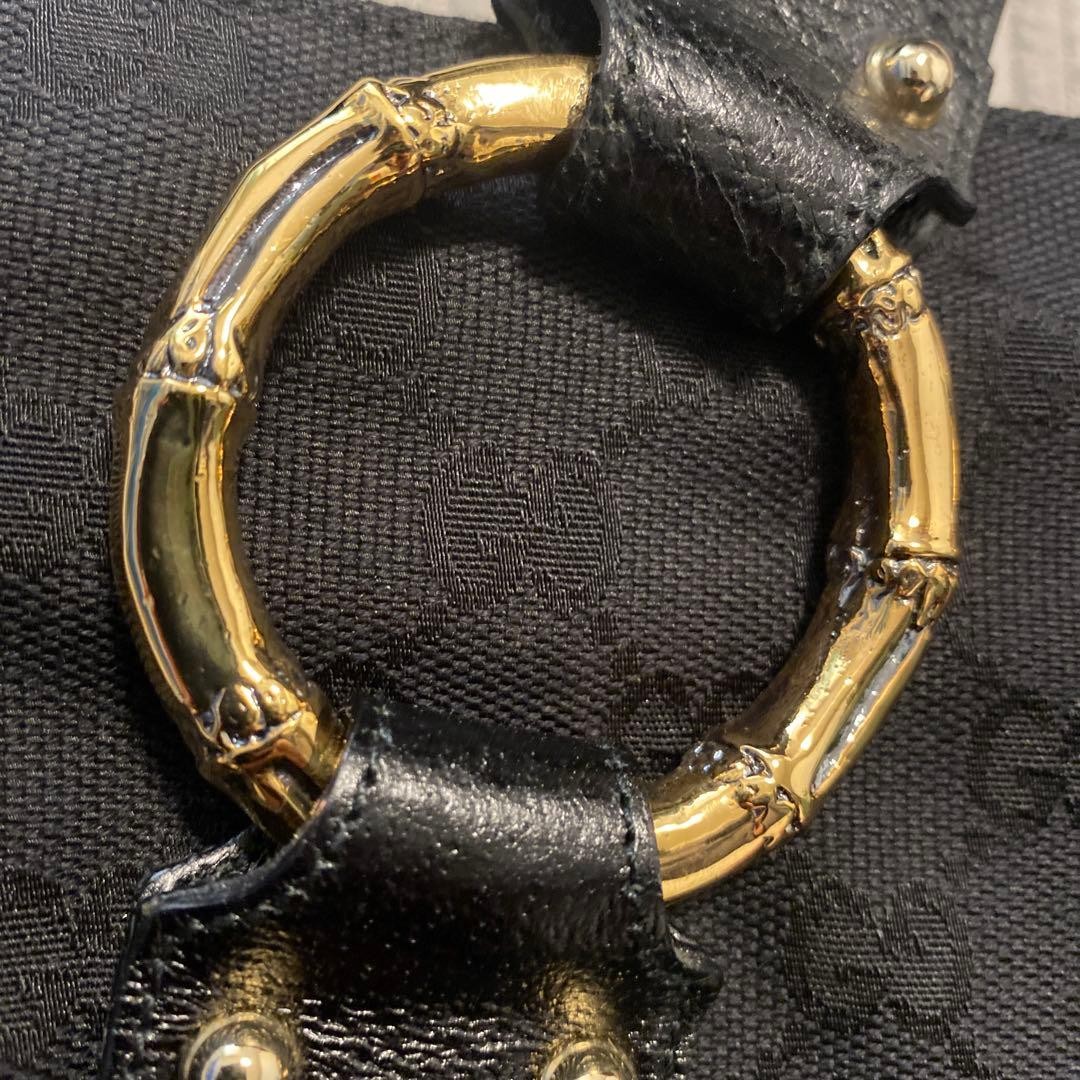 GUCCI GG Canvas Bamboo Ring Tote Bag Gift Present 0609