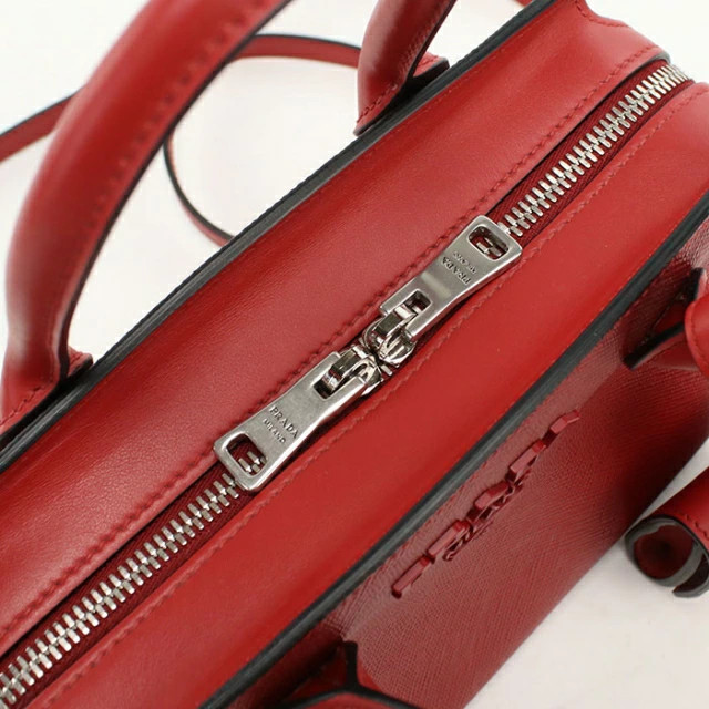 PRADA 1BA156 Saffiano Leather 2WAY Tote Bag Rosso Red Satchel Handbag Purse