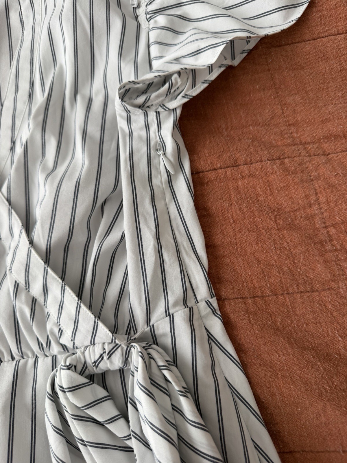 5à7 Cinq à Sept Lila Stripe Asymmetric Mini Dress 2 White Striped Wrap French