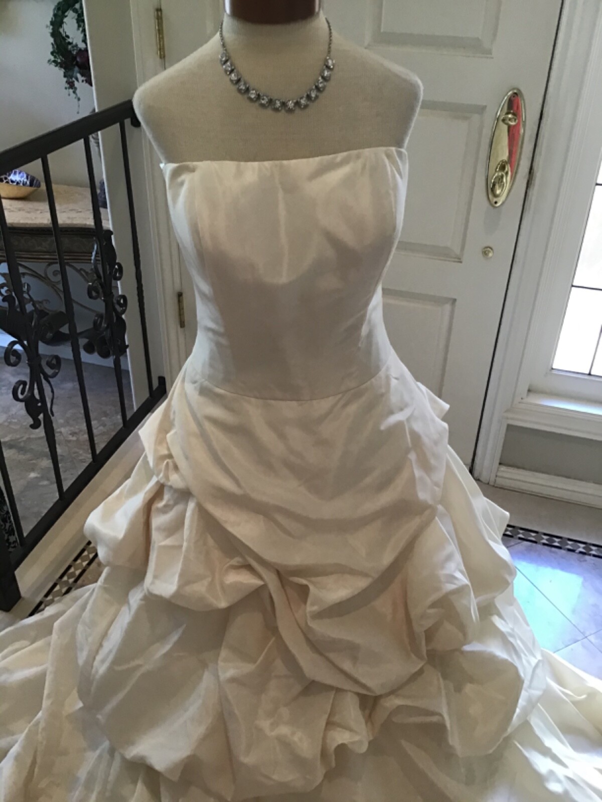 Classics by EDEN BRIDAL Gown Wedding Dress Lt. gold taffeta 10 New