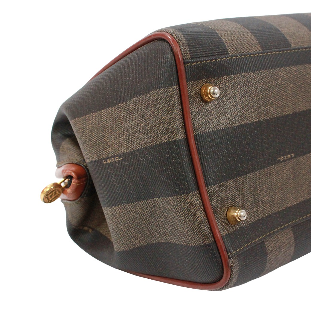 FENDI Mini Boston bag Pecan Pattern Handbag PVC/leather black brown khaki Women