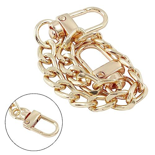 Hitefu 2PCS Purse Chain Strap, Gold Metal Flat Chain Replacement 7.87 Inch