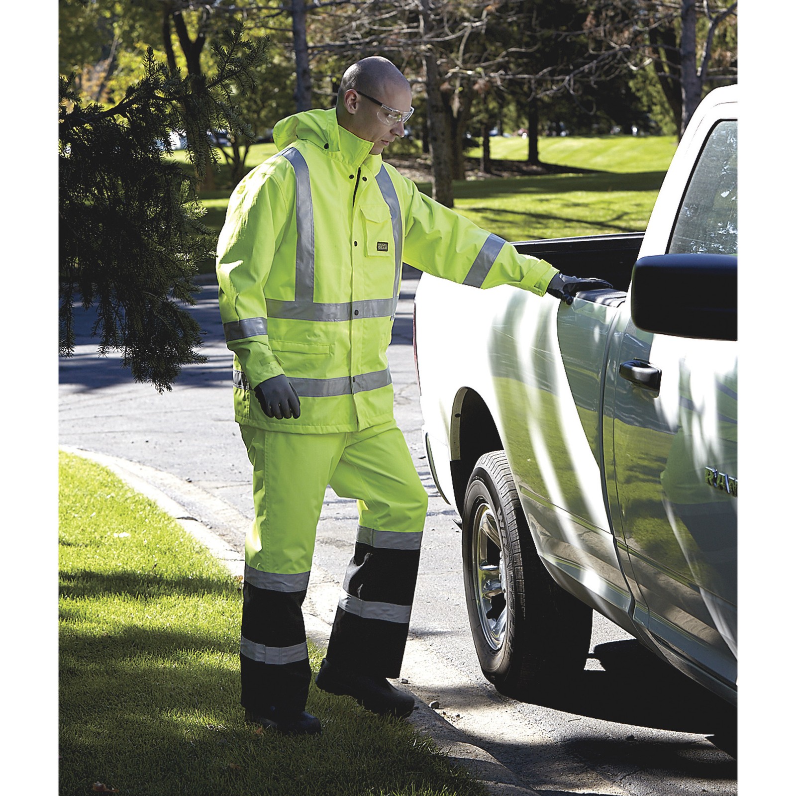 Gravel Gear HV Men’s Type E High Visibility 300 Denier Ripstop Rain Pants,