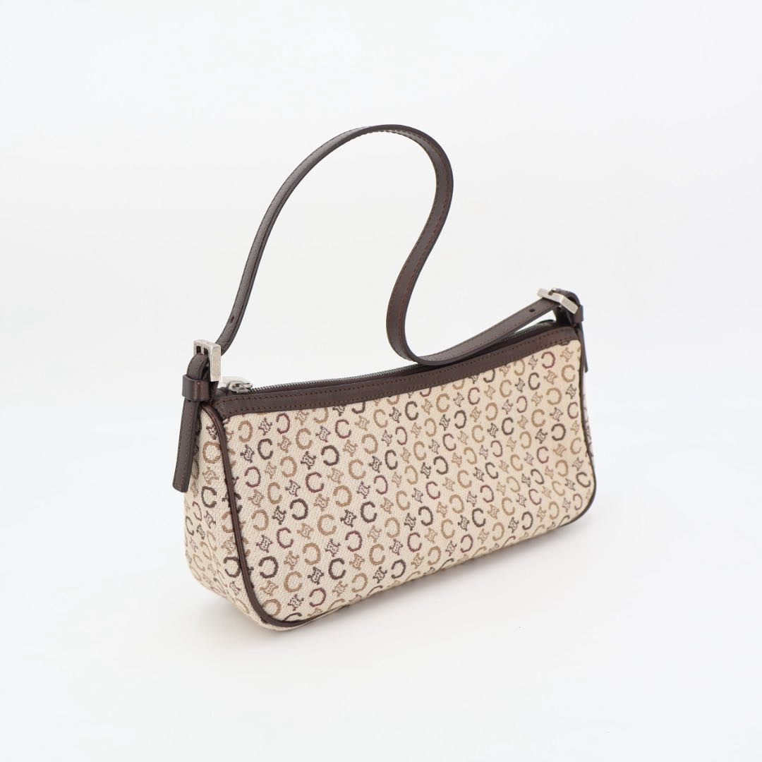 Authentic Celine C Macadam Canvas Leather Shoulder Bag P15731
