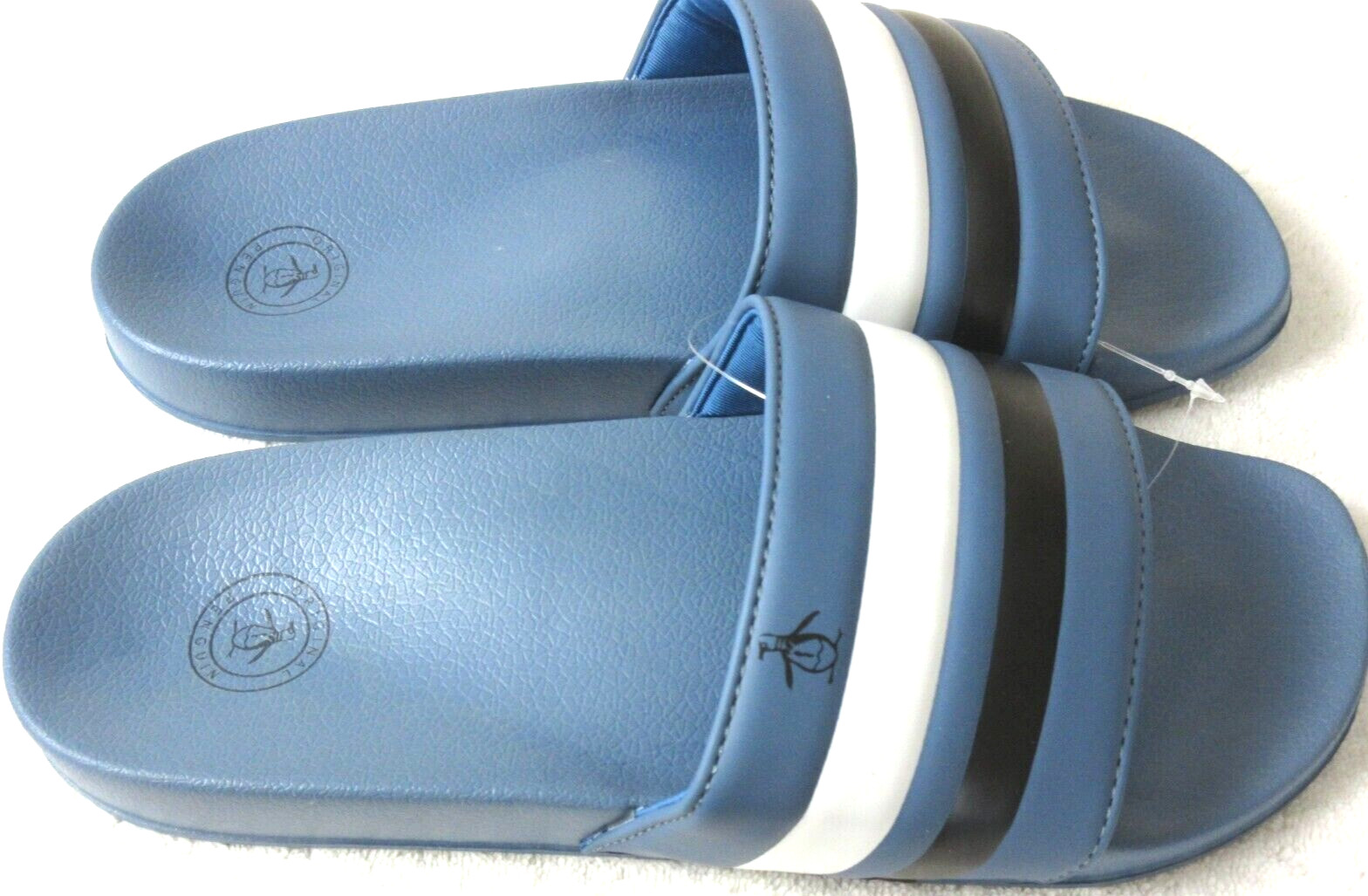 Original Penguin Men’s Earle Slide Sandal Blue White Dark Blue Black NWT Classic