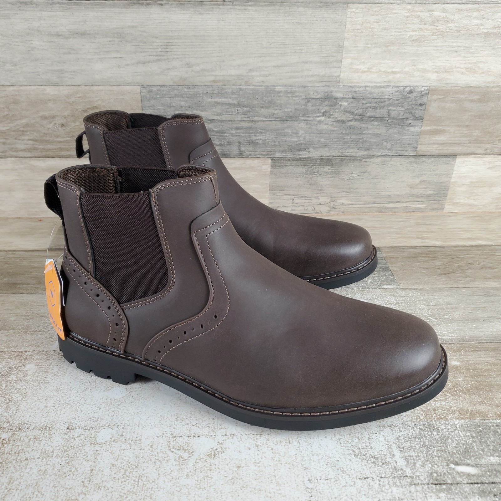 Nunn Bush Delton Mens Chelsea Boots Sz 11 W Brown Elastic Gore Slip On Plain Toe
