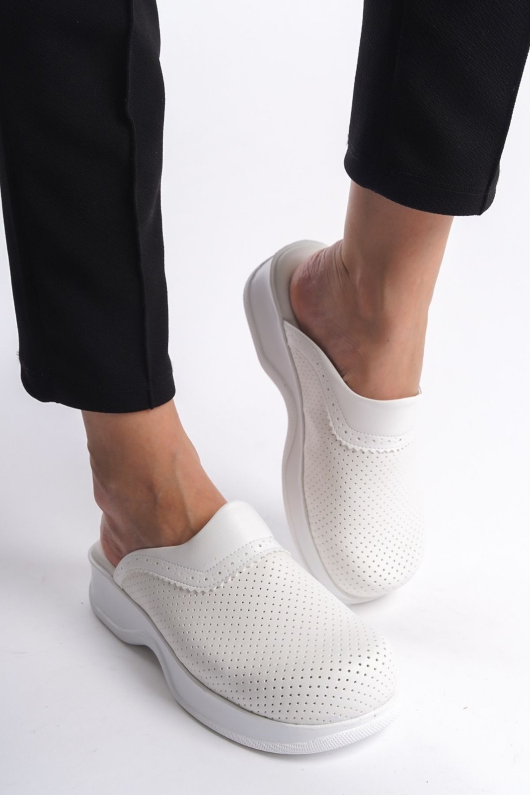 Positive White Women Classic Perforated Clogs