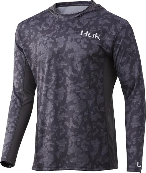 HUK Icon X LS Camo Hoodie Volcanic Ash Sz Large