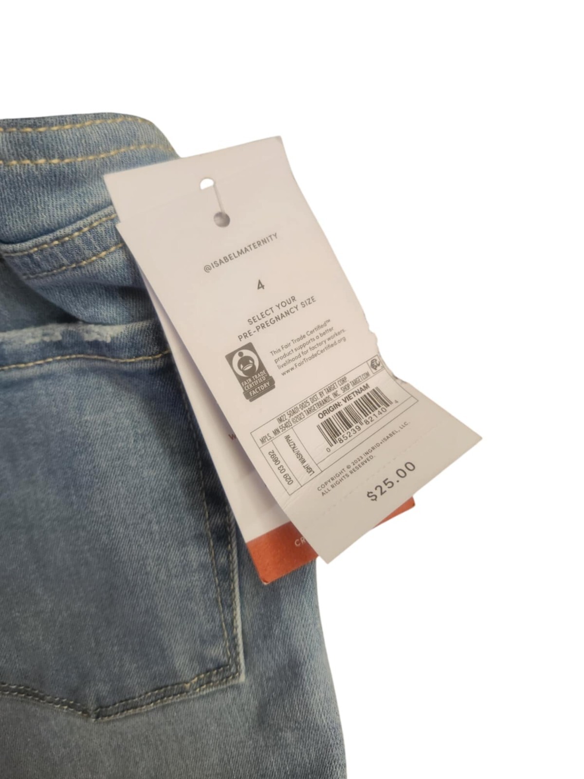 Isabel Maternity Light Destressed Denim Shorts w/ cross over panel Varies Sizes