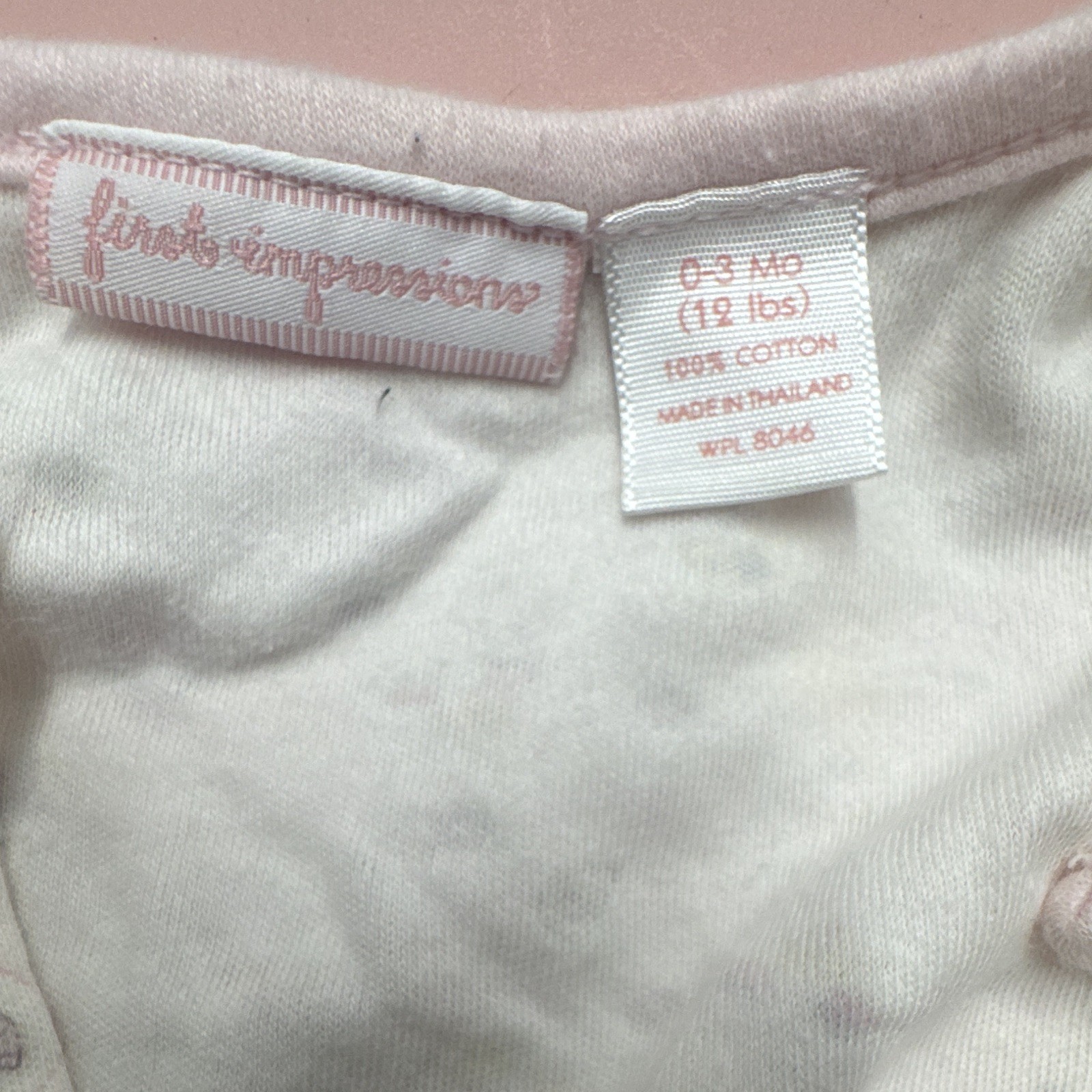 First Impressions Footed Snap Coverall One-Piece Floral Cotton 0-3M Pink/White