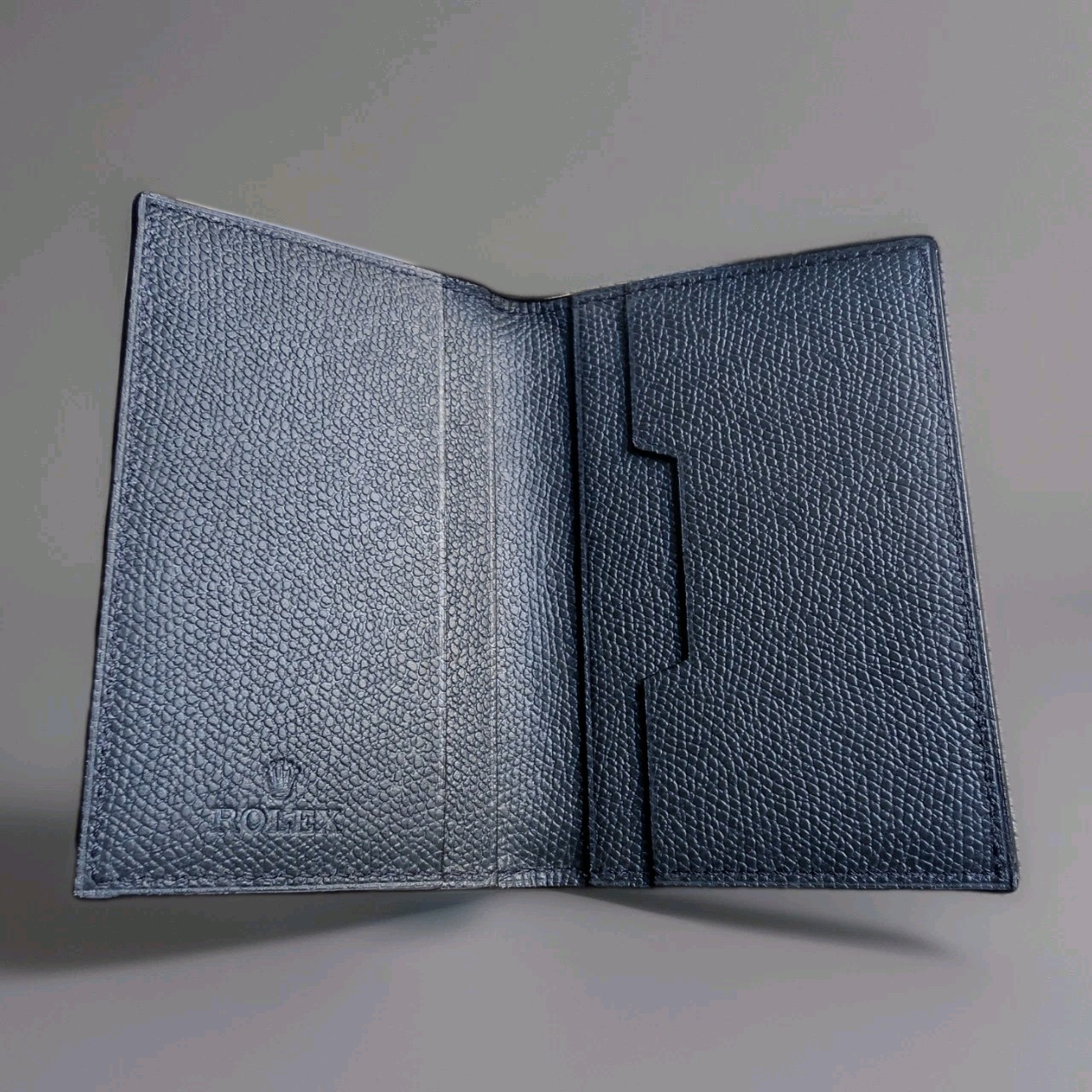 Auth. ROLEX Tumbled Leather Business Card Wallet –New In Box- RARE Navy Blue VIP