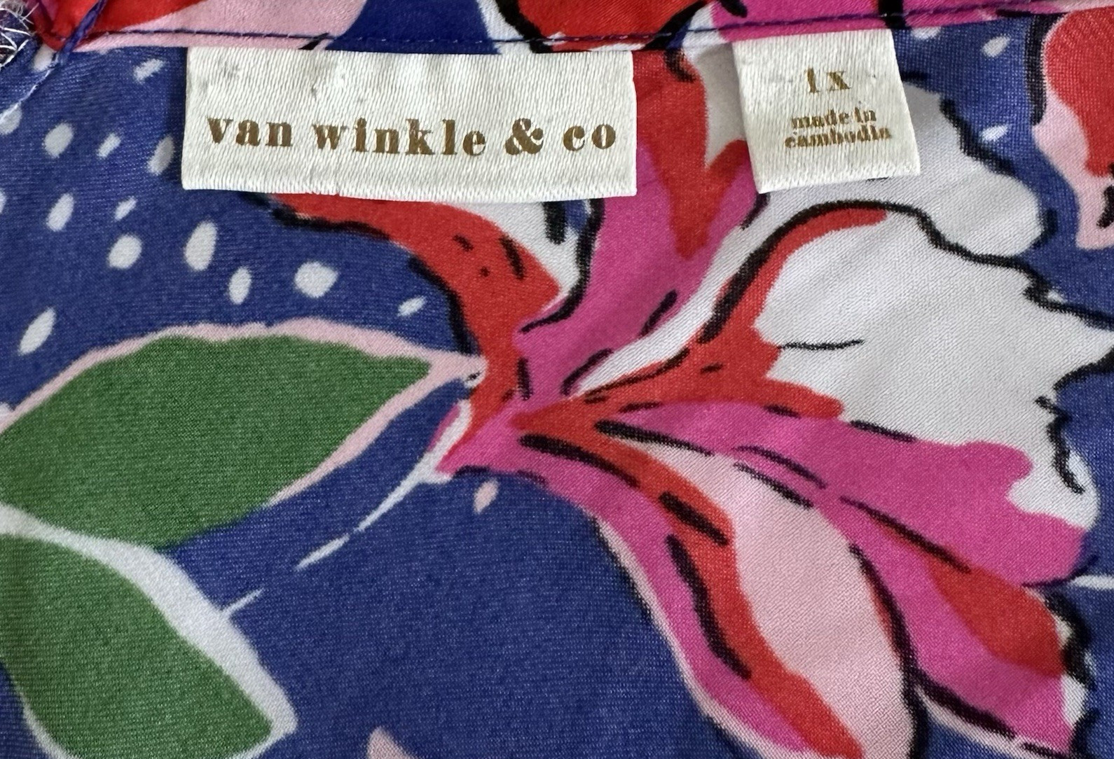 Van Winkle & Co Floral Sleeveless V Neck Maxi Satin Chemise Nightgown Size 1X