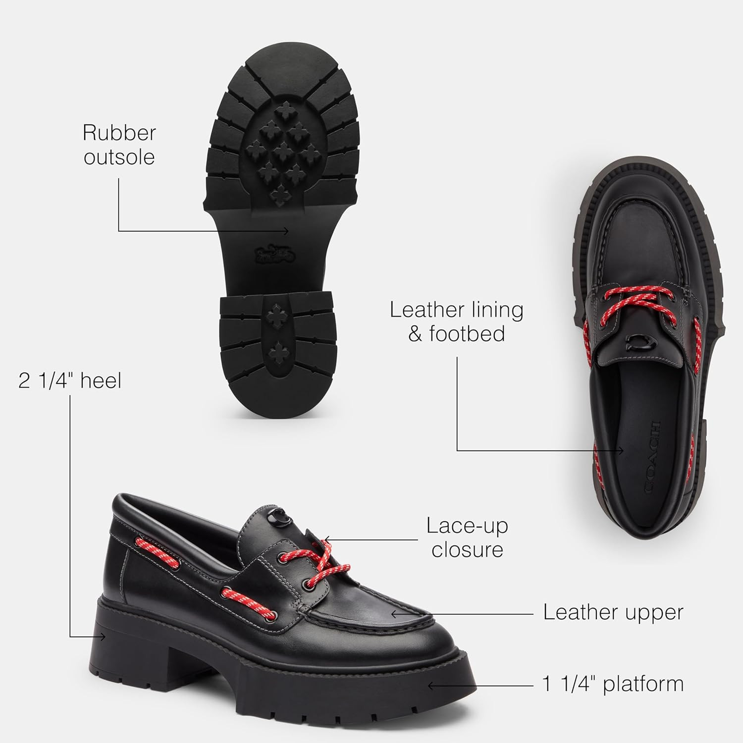 Coach Women’S Leah Lace-Up Platform Loafer