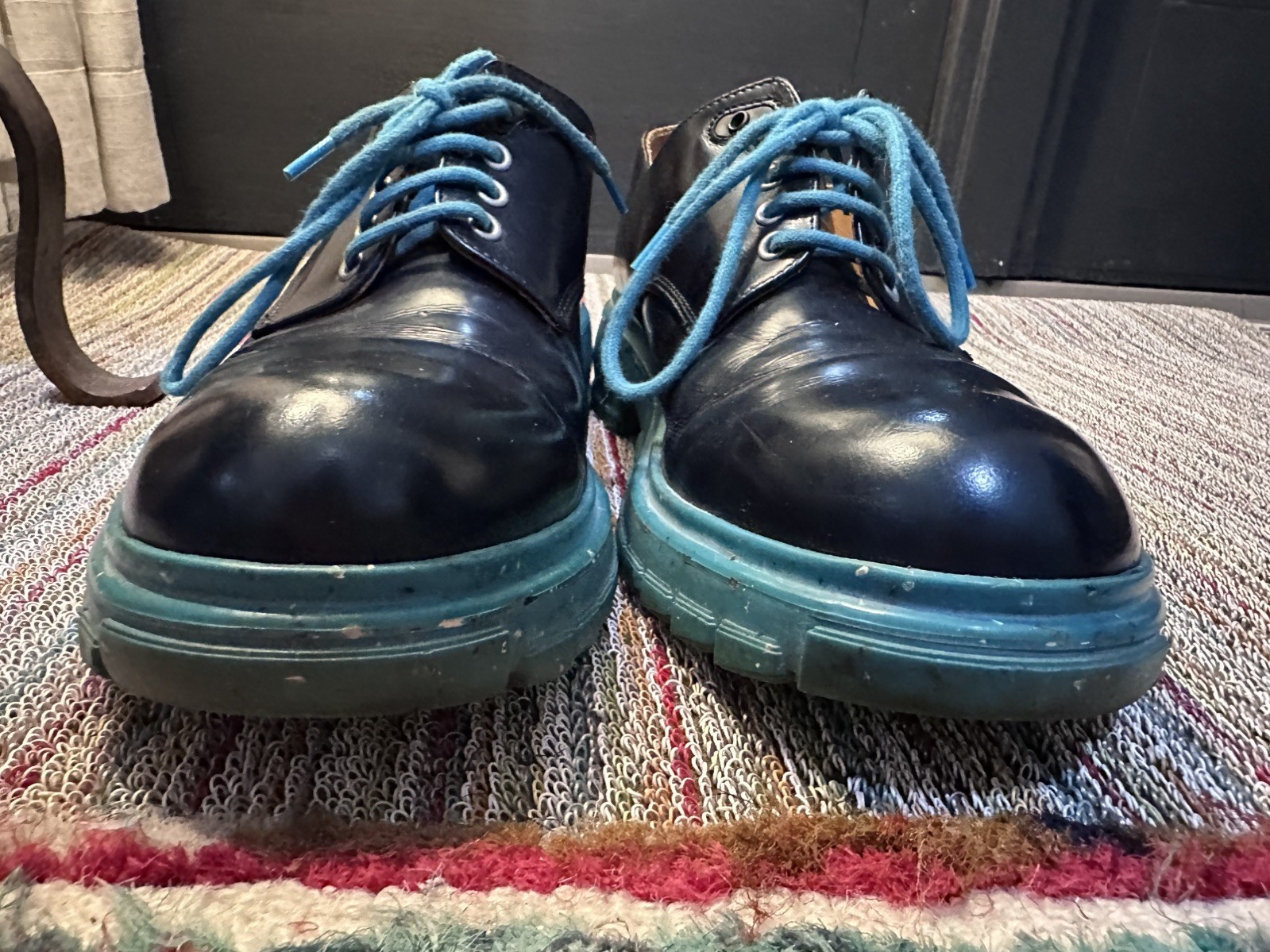 Fluevog EXCELLENT Official Tuesday Classic everyday blue/turquoise derby -12