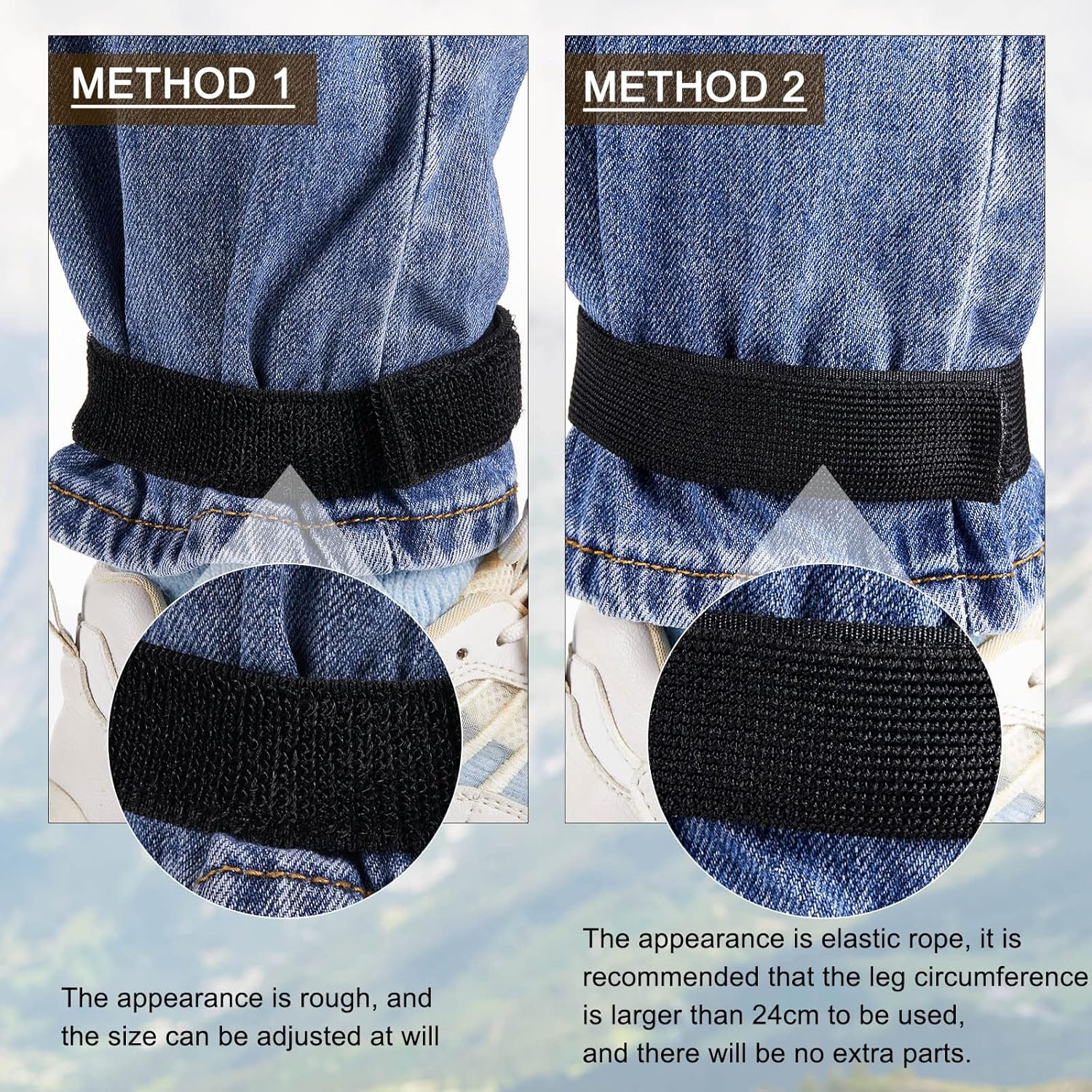 Black Boot Blousers – 2 Pairs Elastic Straps for Hunting, Hiking, Cycling