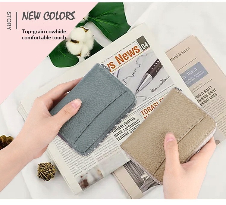 Accordion Style Leather Card Holder RFID Anti-Theft Card Case Coin Change Purse