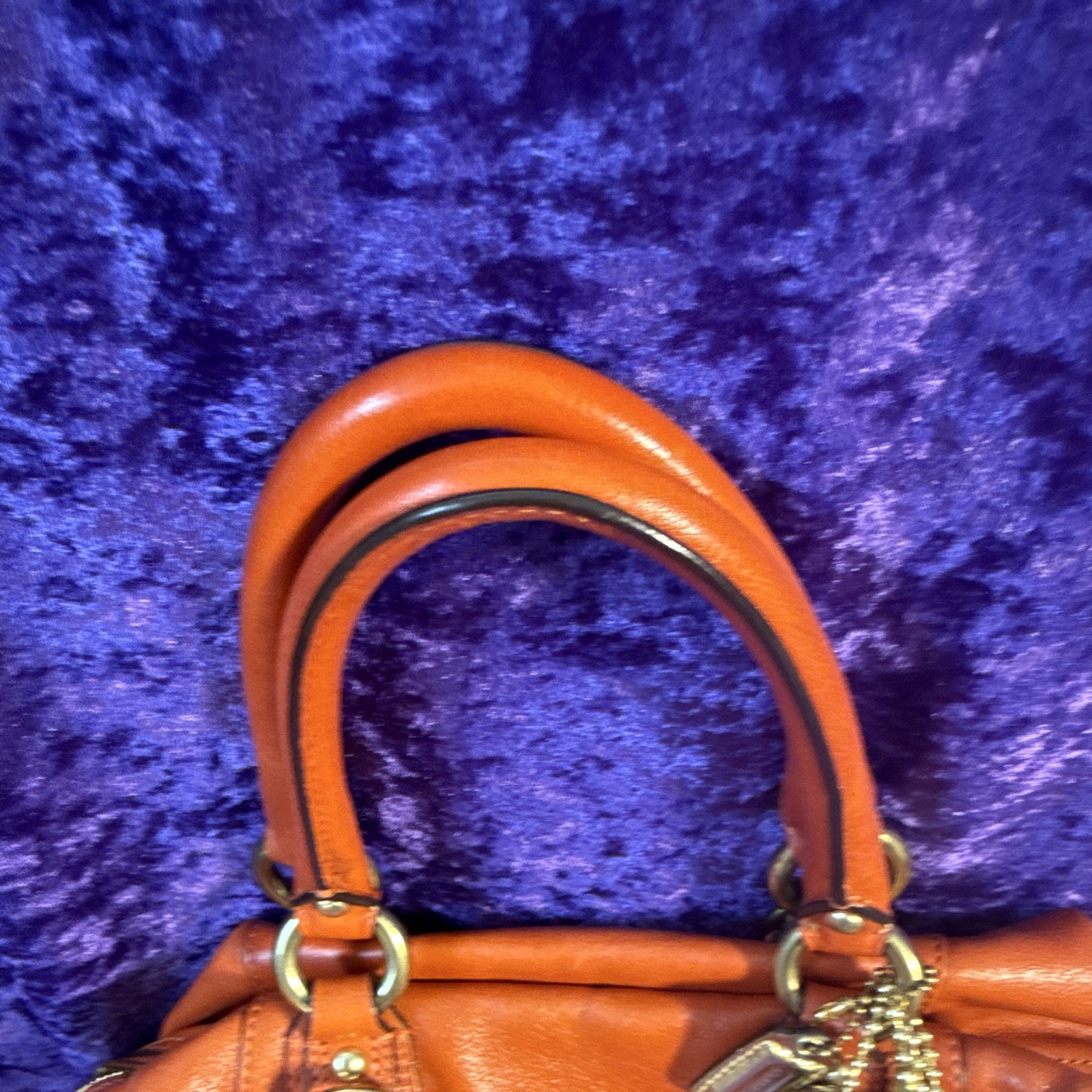 Coach Orange Large Satchel Top Handle Zip Detachable Strap Silver Hardware