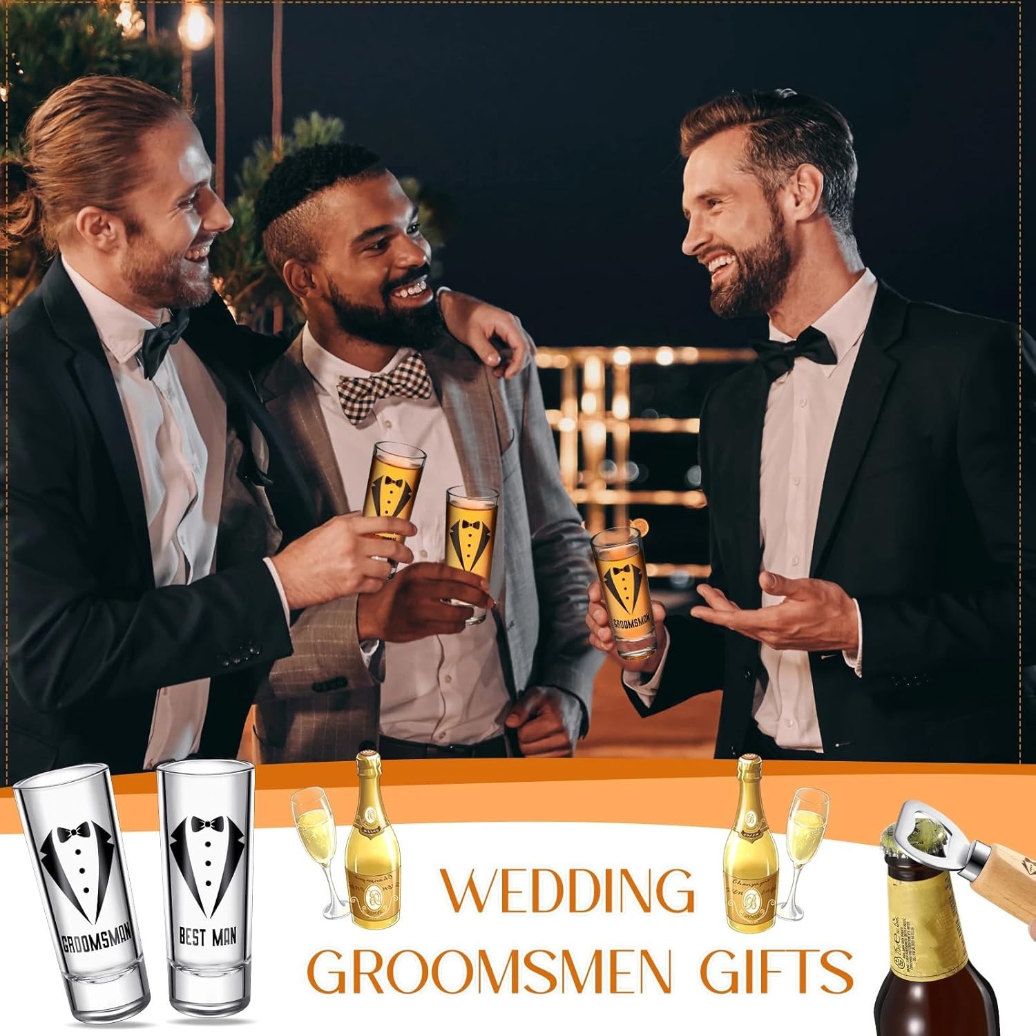 12 Pcs Groomsmen Proposal Shot Glasses and Beer as shown in the picture