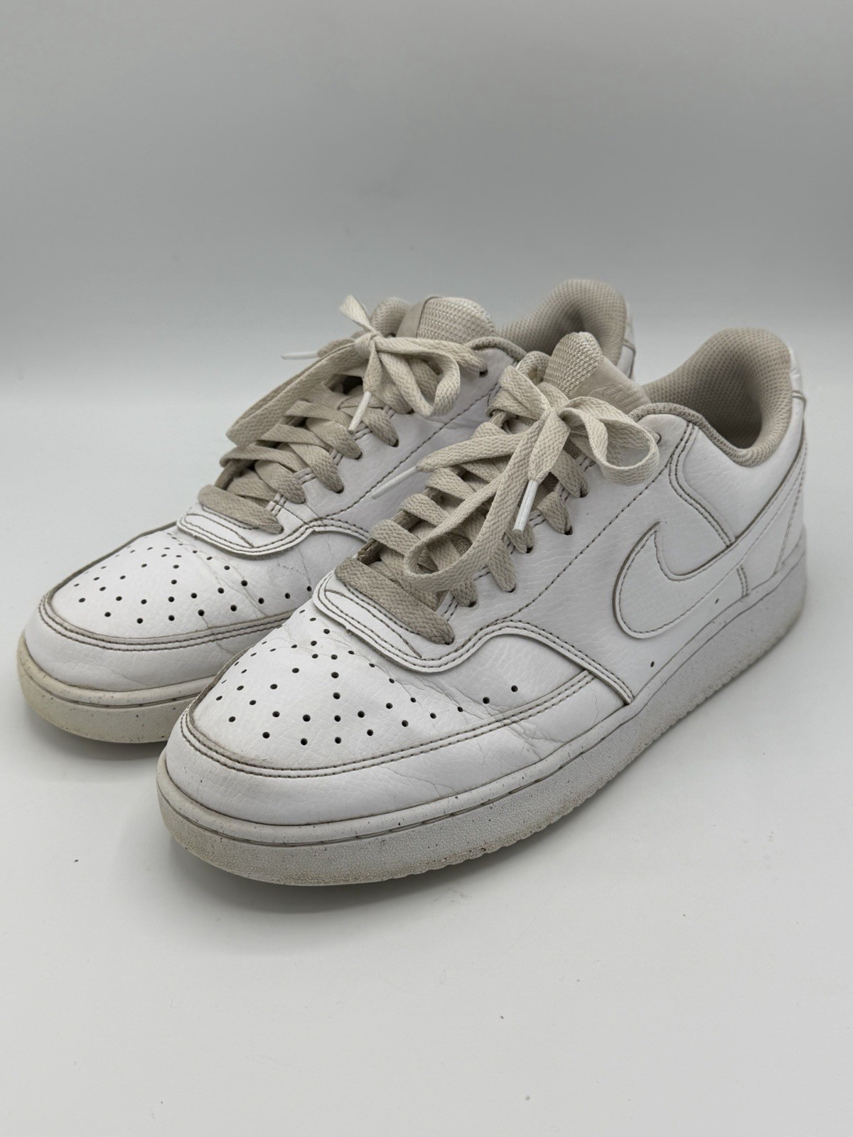 Nike Court Vision Low Men White Leather Sneakers Size 8 DH2987 100