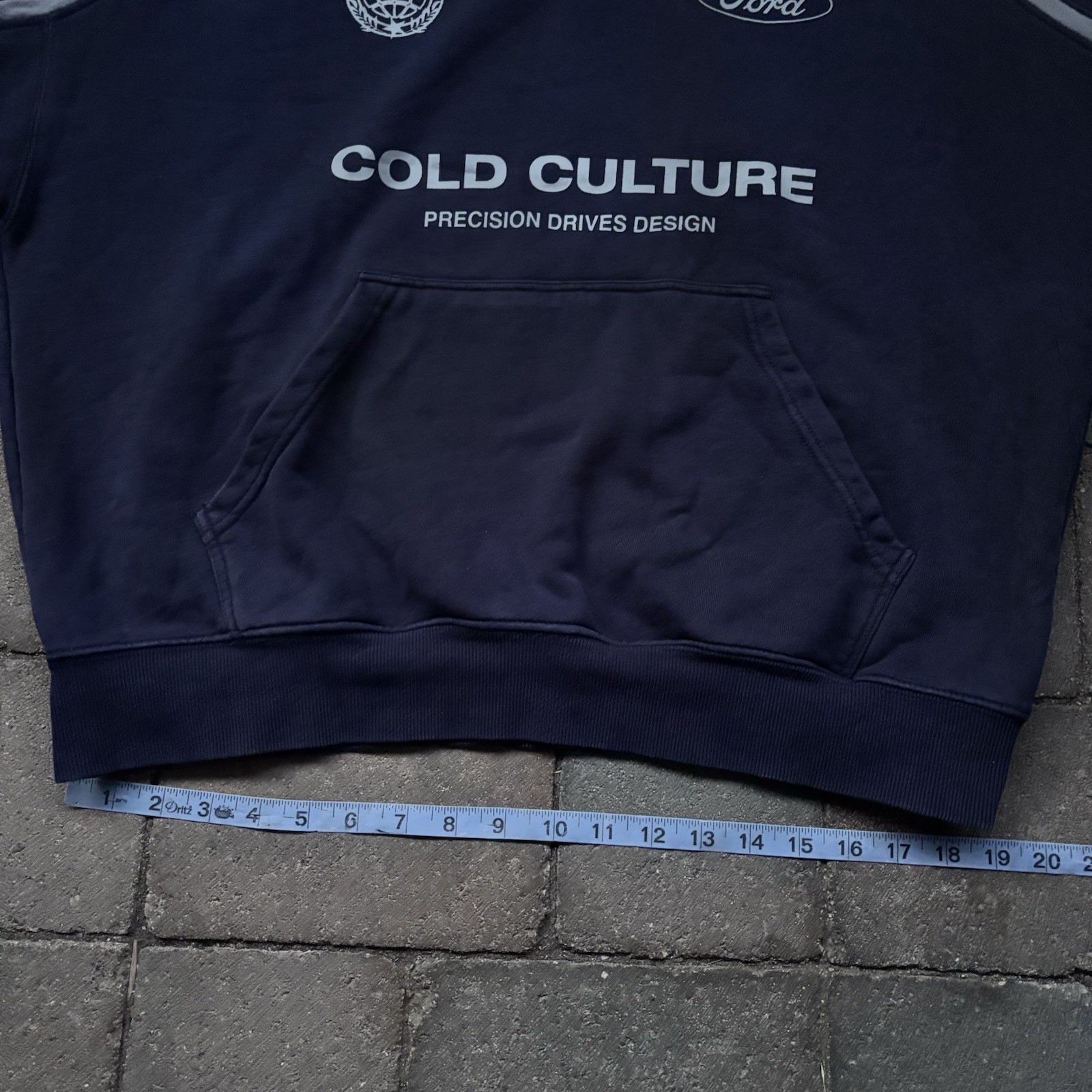 Cold Culture Worldwide Ford Hoodie Men’s Medium Oversized Racing Blue Sweatshirt