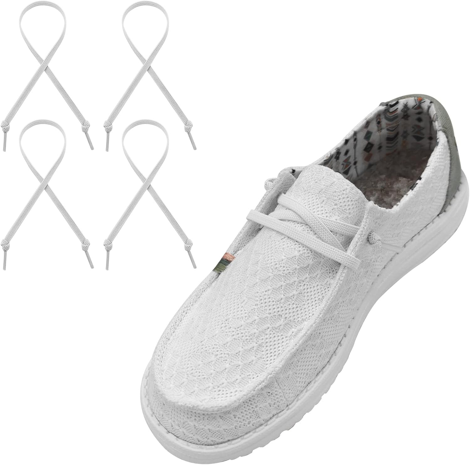 2 Pairs Elastic Flat Shoe Laces for Hey Dude, Flat Shoelaces,Shoe Strings Replac