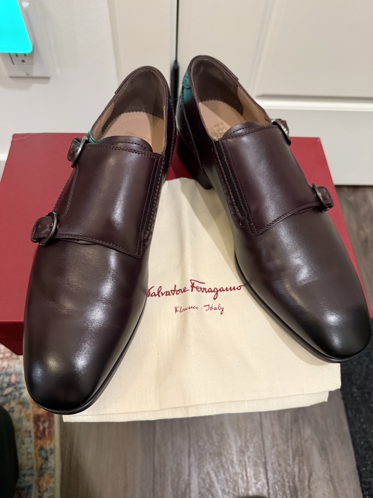 Salvatore Ferragamo Men’s Blair Plum Calf Dress Shoes – Uk7 US8 Euro 41 Buckle