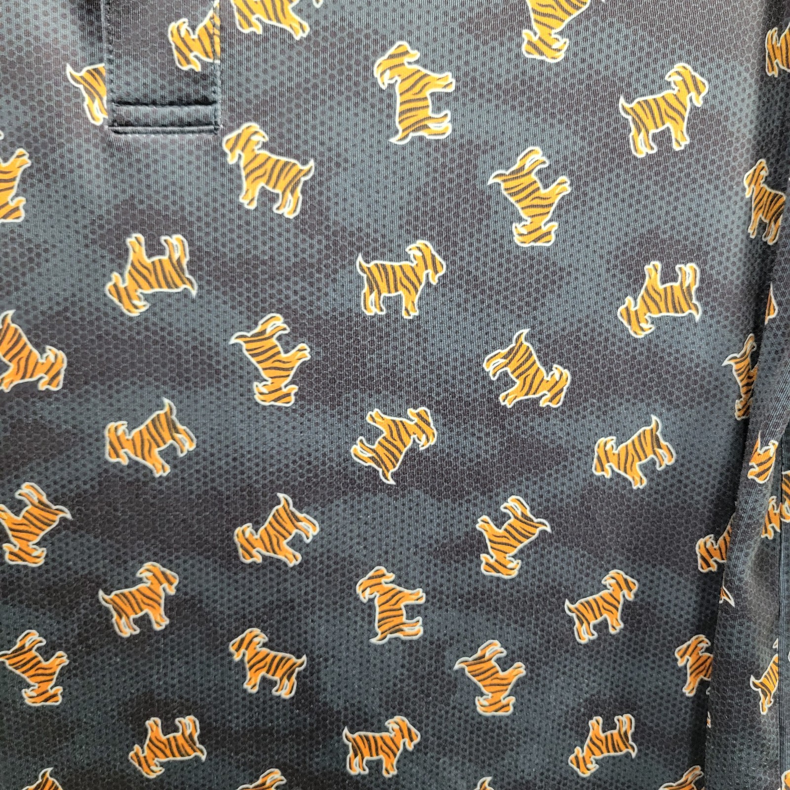 Waggle Polo Shirt Men’s Size XL Black Goat Tiger Print Golf Excellent Condition