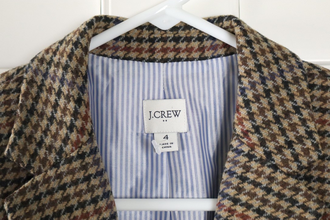 J.CREW Factory $258 Wool Blend Schoolboy Blazer Jacket Top Houndstooth Size 4
