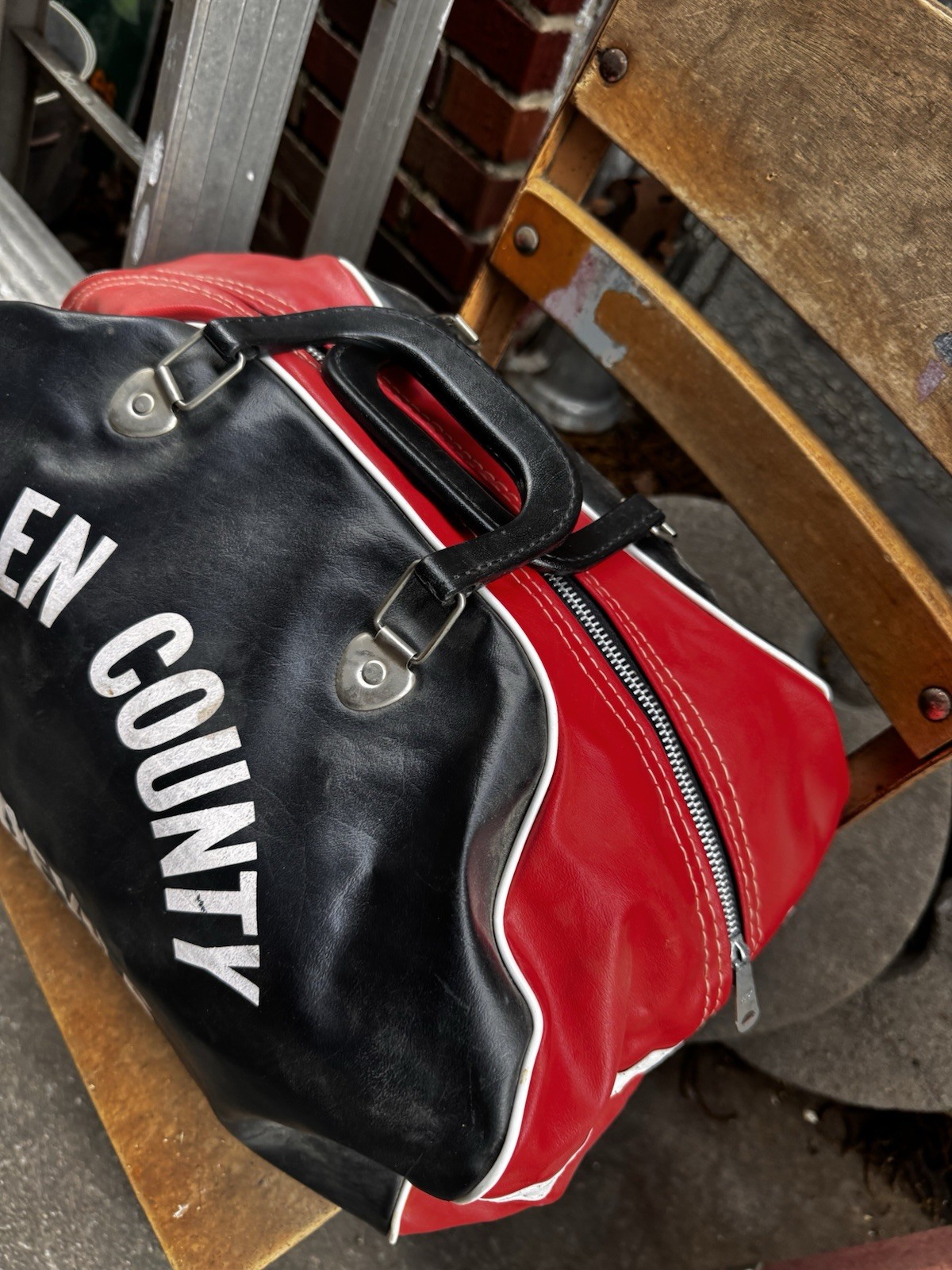 Vintage Gym Bag Duffle ALLEN COUNTY RED DEVILS KS 60s Athletic Collegiate