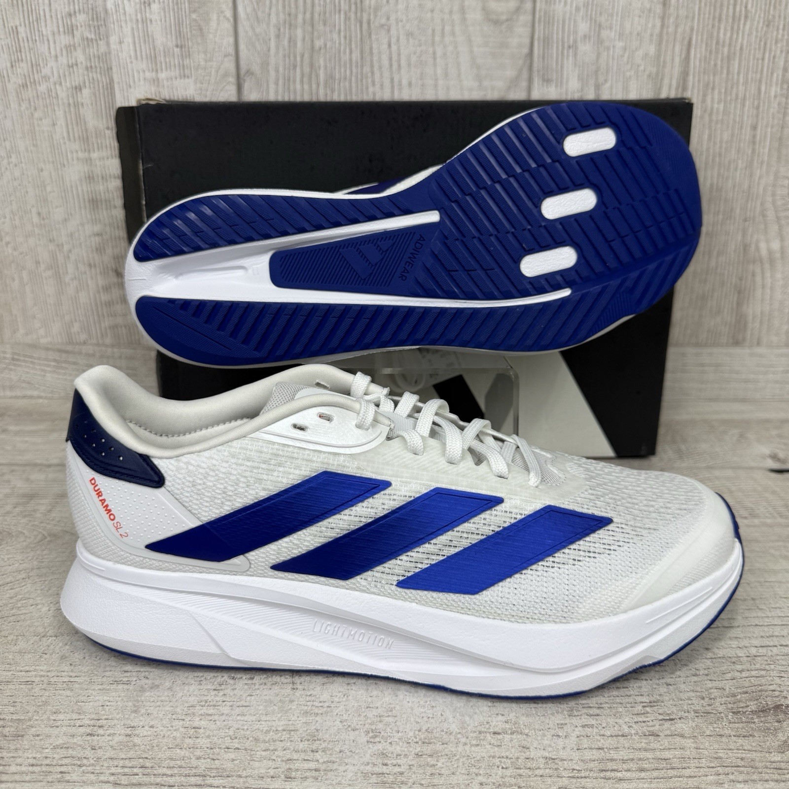 adidas Duramo SL2 Men’s Size 9.5 Running Shoes JR4395 White/Lucid Blue Jogging