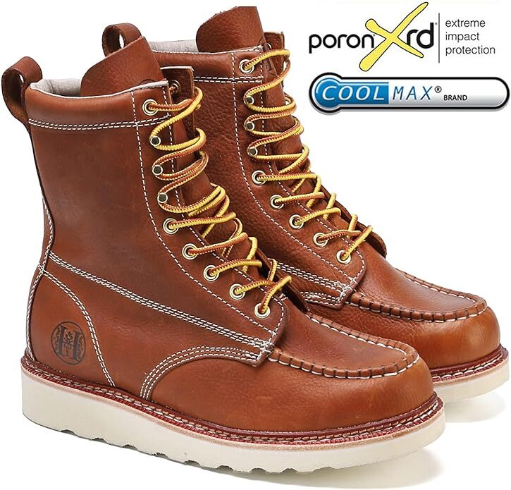 Stylish Classic 8″ Soft Toe EH Leather Slip Resistant Breathable Mens Work Boot