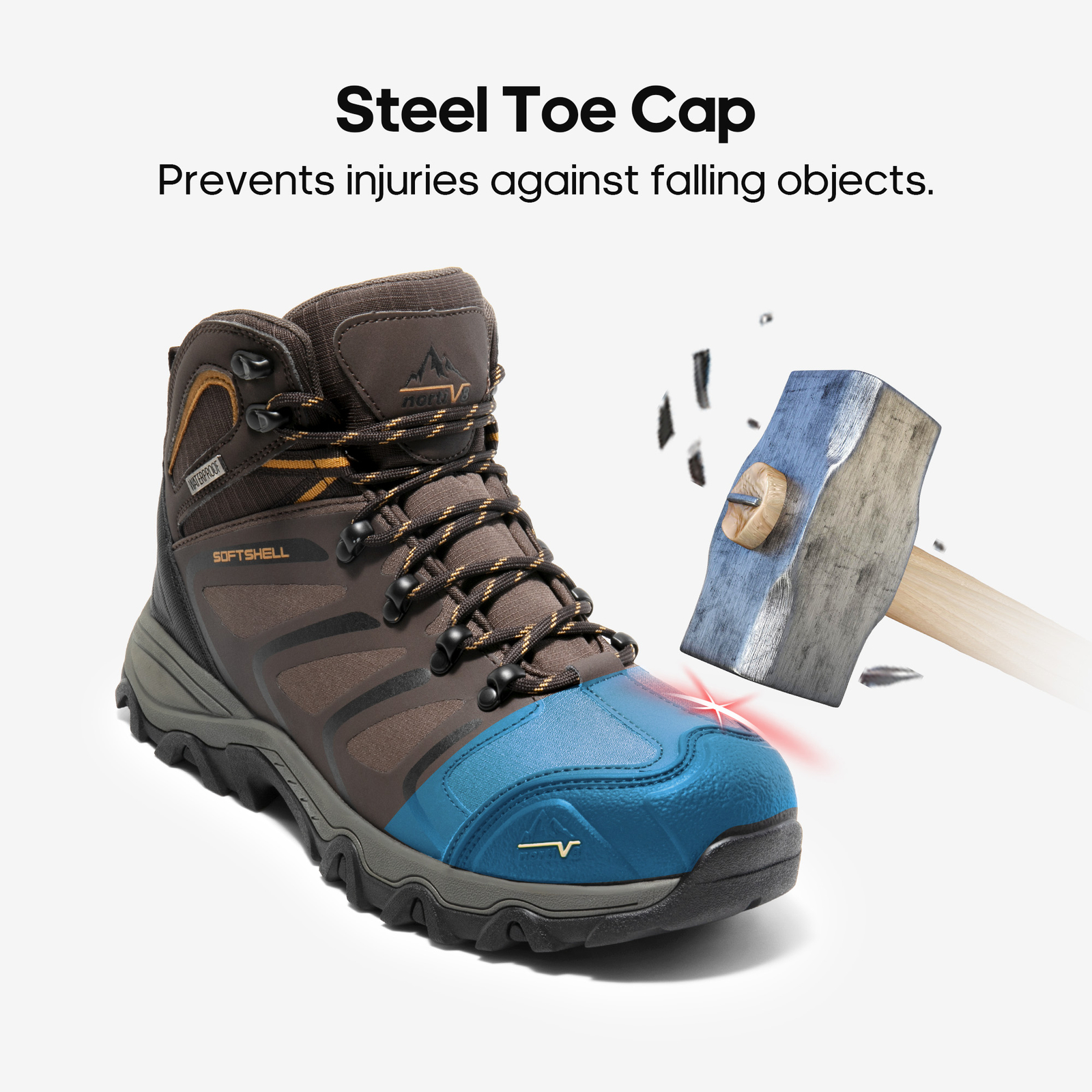NORTIV 8 Men Work Boots Waterproof Safety Boots Steel Toe Construction Boots
