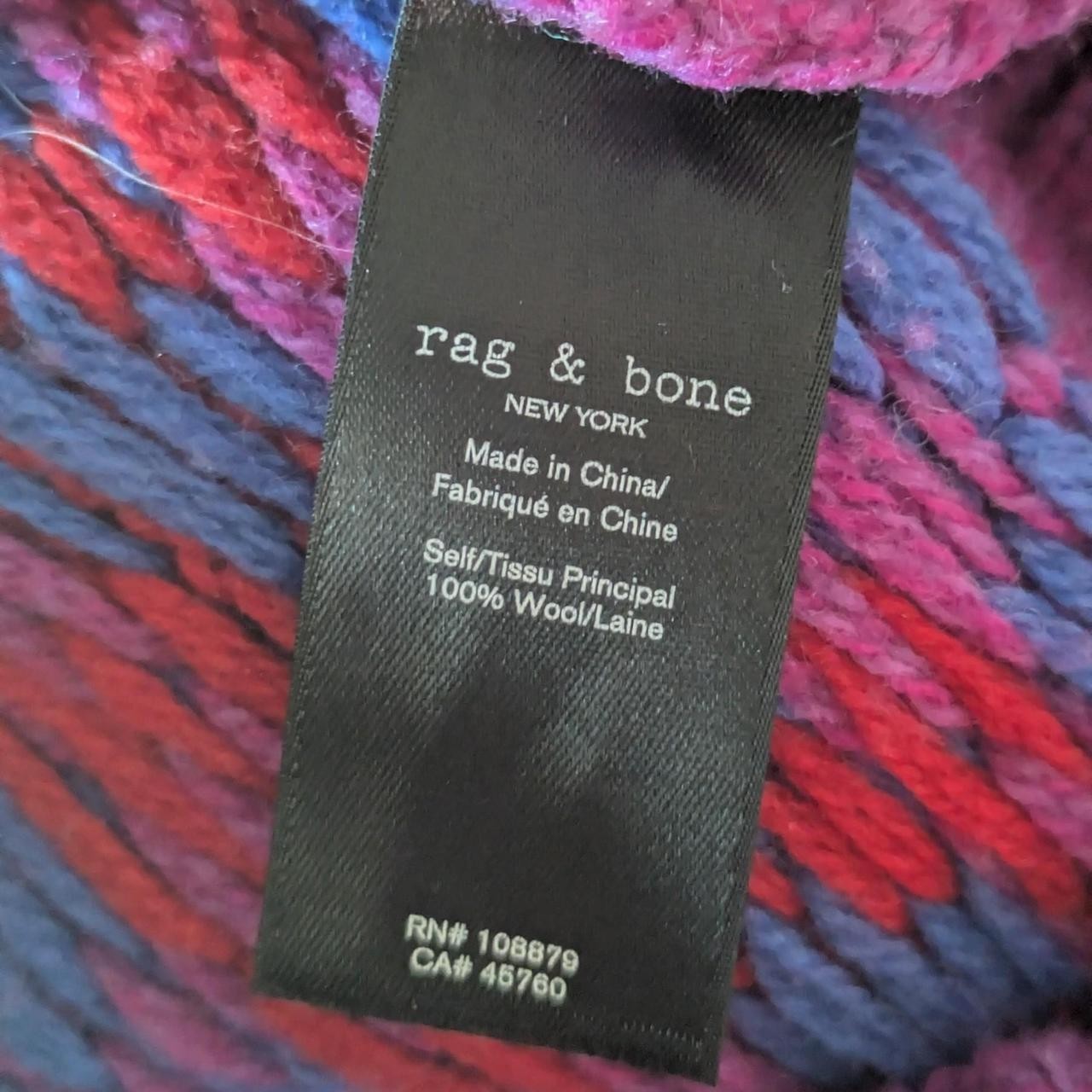 Rag & Bone Womens Willow Fairisle Purple Wool Turtleneck sweater