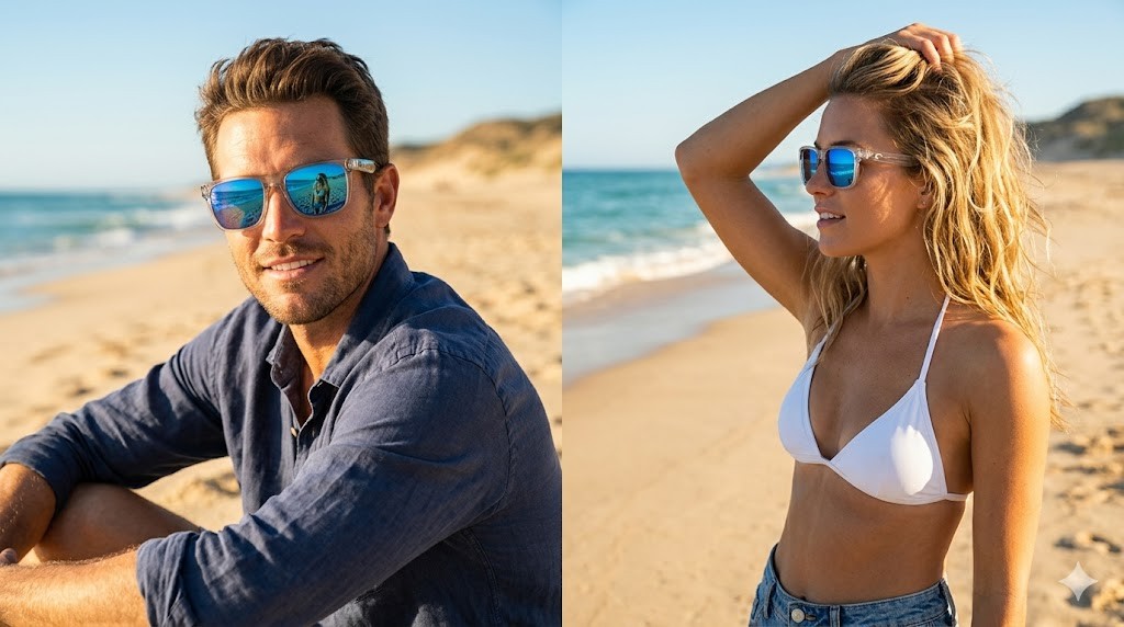Costa Del Mar 06S2003 Tybee Shiny Light Gray Crystal Blue Mirror 580 glass lens