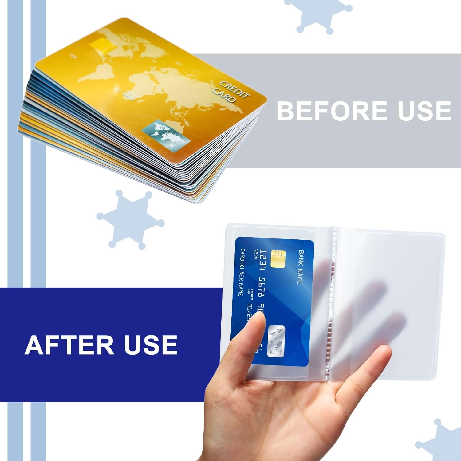 4 Packs Wallet Insert Plastic Credit Card Holder Wallet Credit Card Sleeves for