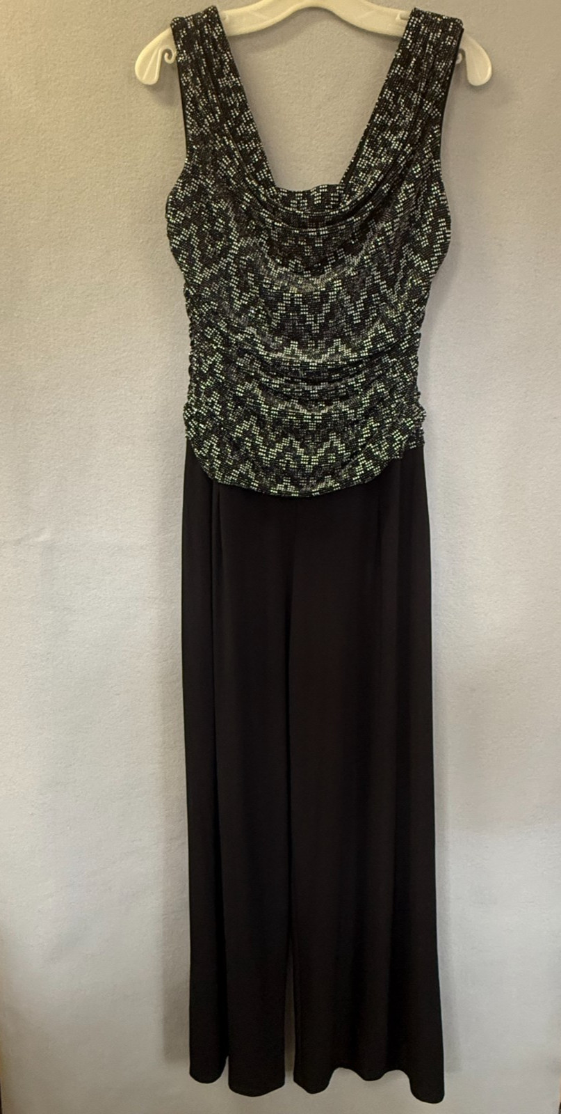 Womens R & M Richards Black Jumpsuit black dressy Size 12 Hand wash