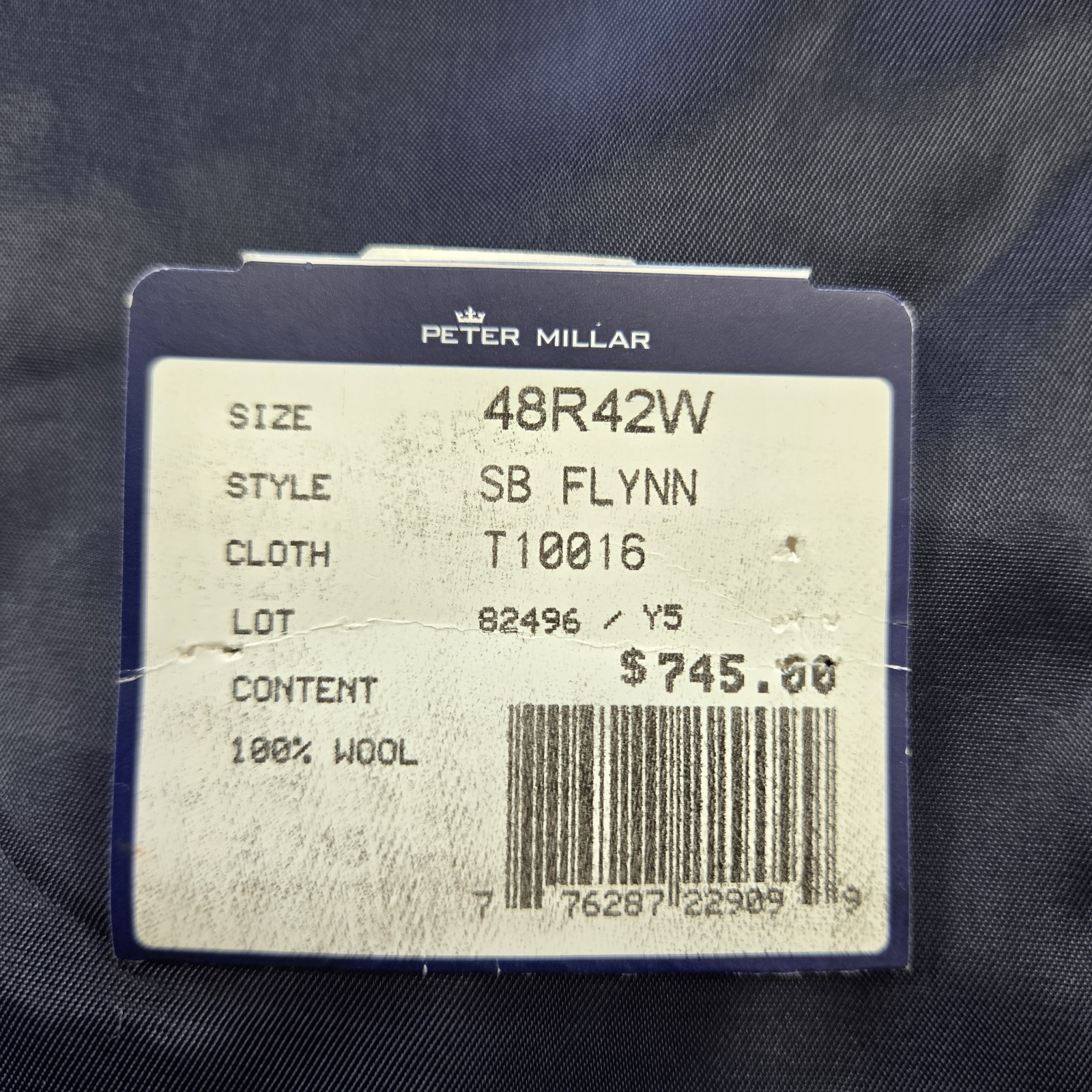 PETER MILLAR Flynn Classic Fit Wool 2 Piece Suit, Navy, Size 48R Pants 42×29