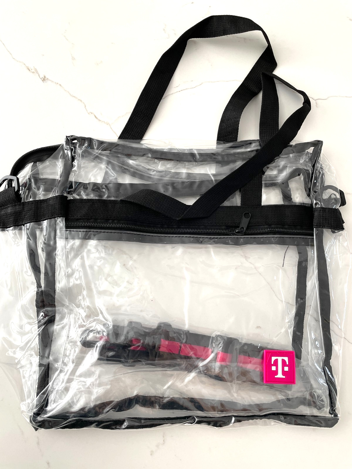 Tote Bag T-Mobile PVC Clear Stadium Shoulder Strap Zip Side Pocket Unisex