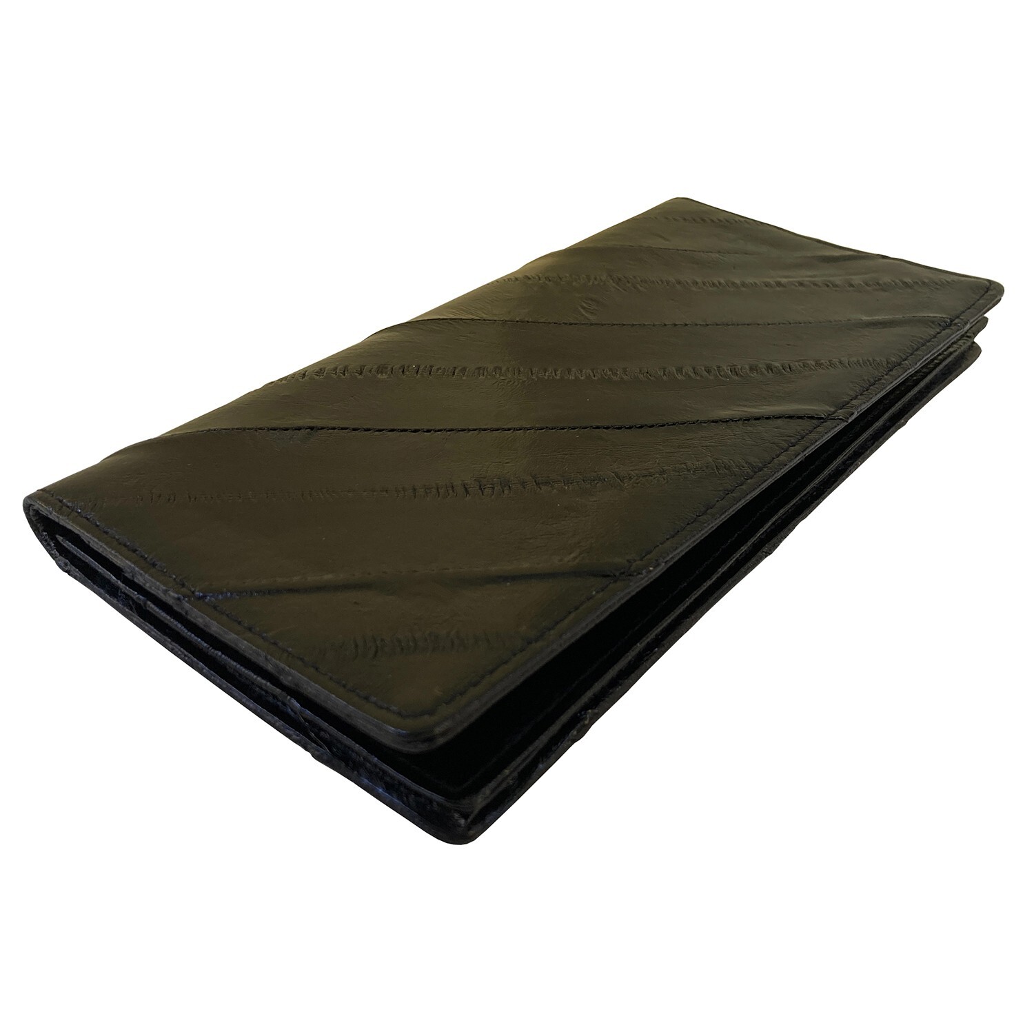Genuine Eel Skin Wallet Coin Purse Slim Wallet Bifold Purse – BLACK