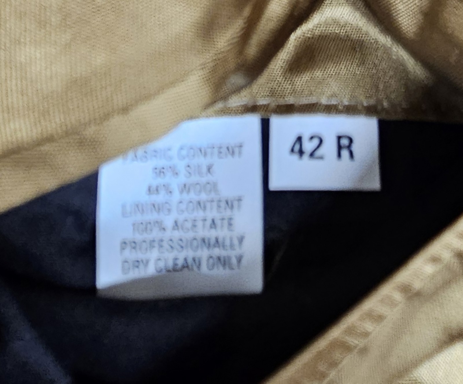 Khaki Tailors Row by Deansgate Sports Jacket Blazer 2 Button Men’s 42R Silk Wool