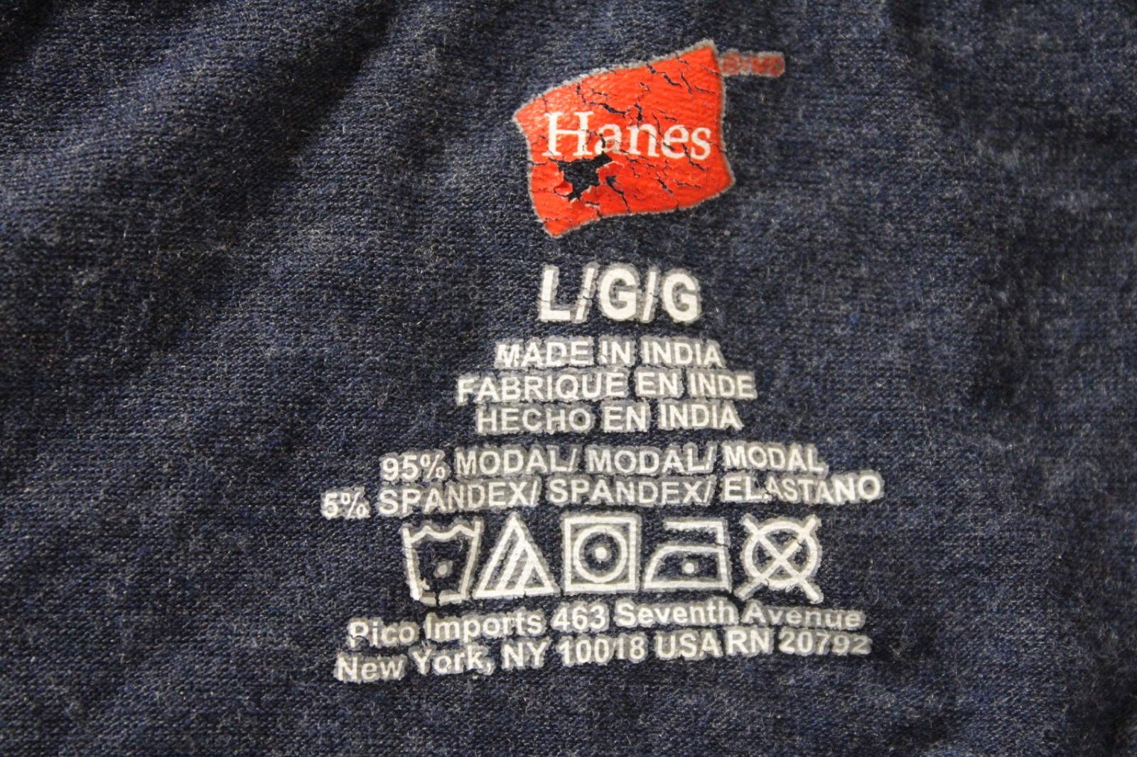 Hanes Blue T-shirt Large L Super Soft 95% Modal Viscose 5% Spandex Undershirt
