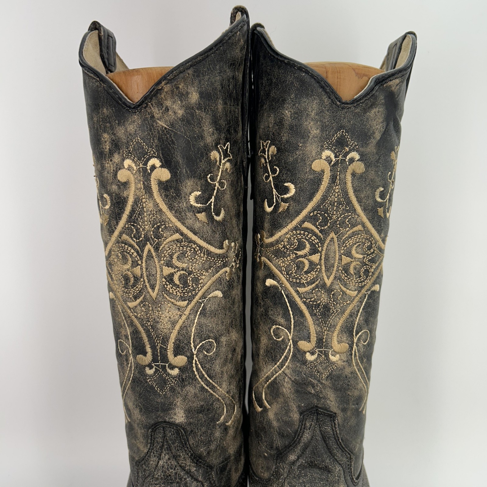 Circle G Boots Womens Size 7.5 L5048 Embroidered Crackle Western Cowgirl Leather