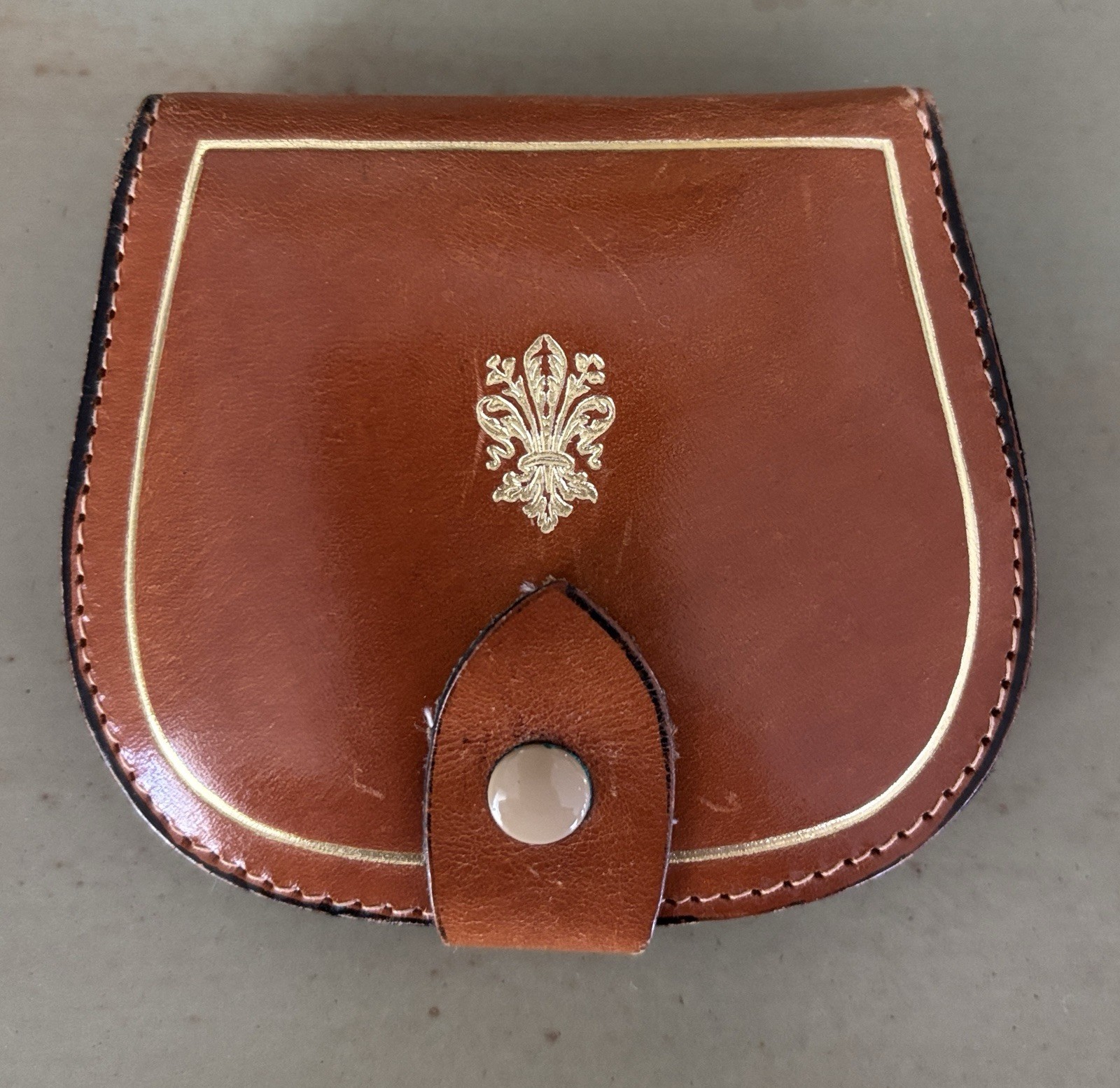 Vintage Florentine Leather Hand Tooled Tacco Coin And Jewelry Holder Pouch Brown