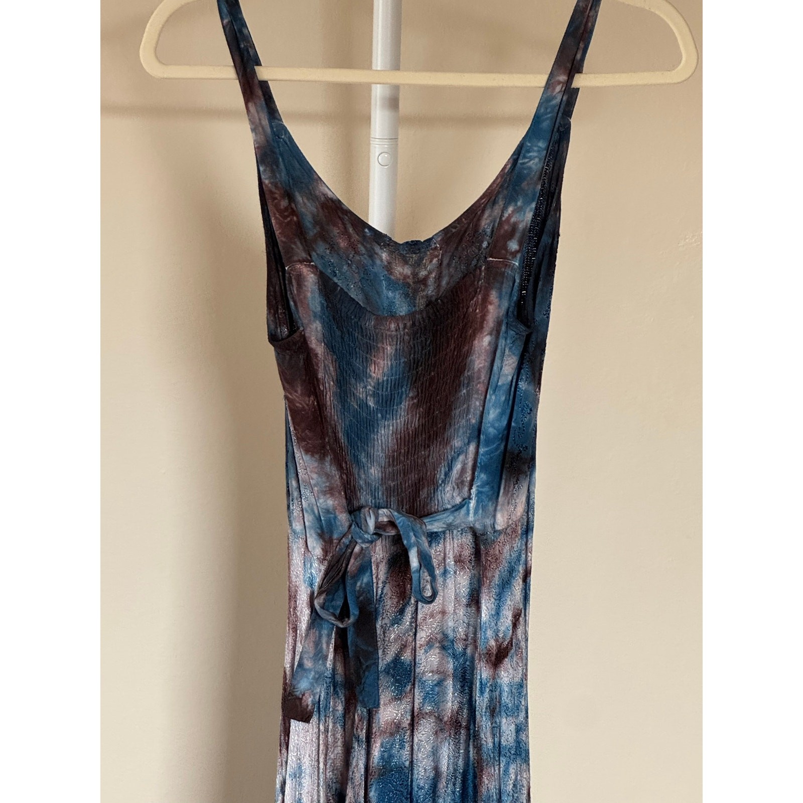 Boho Grunge Whimsigoth Fairy Hem Midi Dress Blue Brown Silver Free Size Best S-L