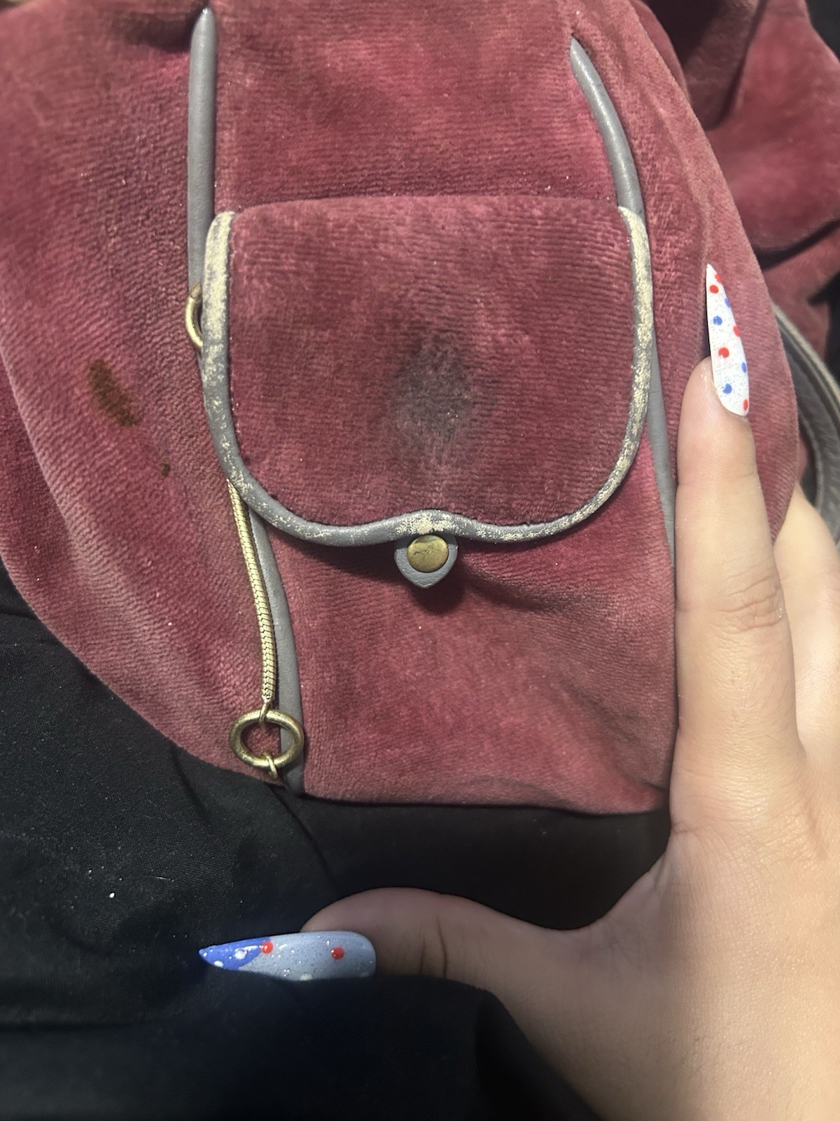 Juicy Couture Burgundy Medium Satchel Top Handle Logo Crest Heart Patch Pockets